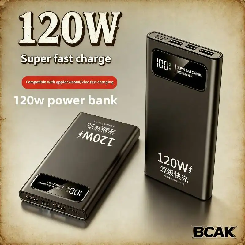BCAK New 120W Super Fast Charging Power Bank | 20000mAh Large Capacity Portable Mobile Power Supply
BCAK New 120W Super Fast Charging Power Bank | 20000mAh Large Capacity Portable Mobile Power Supply
