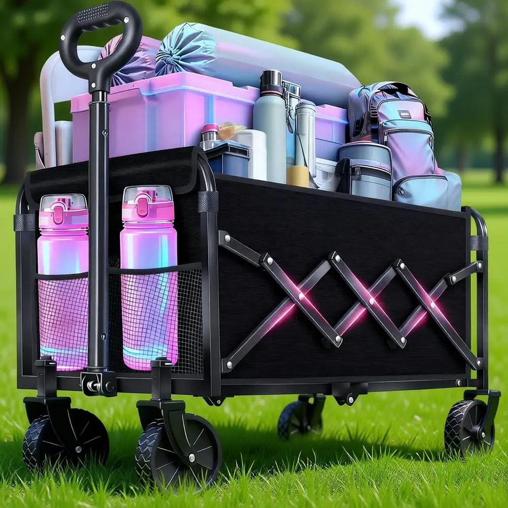 Складная тележка-вагончик на колесах, грузоподъемность 360 фунтов, сверхпрочная, с регулируемой ручкой, 2 подстаканника, портативная
Складная тележка-вагончик на колесах, грузоподъемность 360 фунтов, сверхпрочная, с регулируемой ручкой, 2 подстаканника, портативная