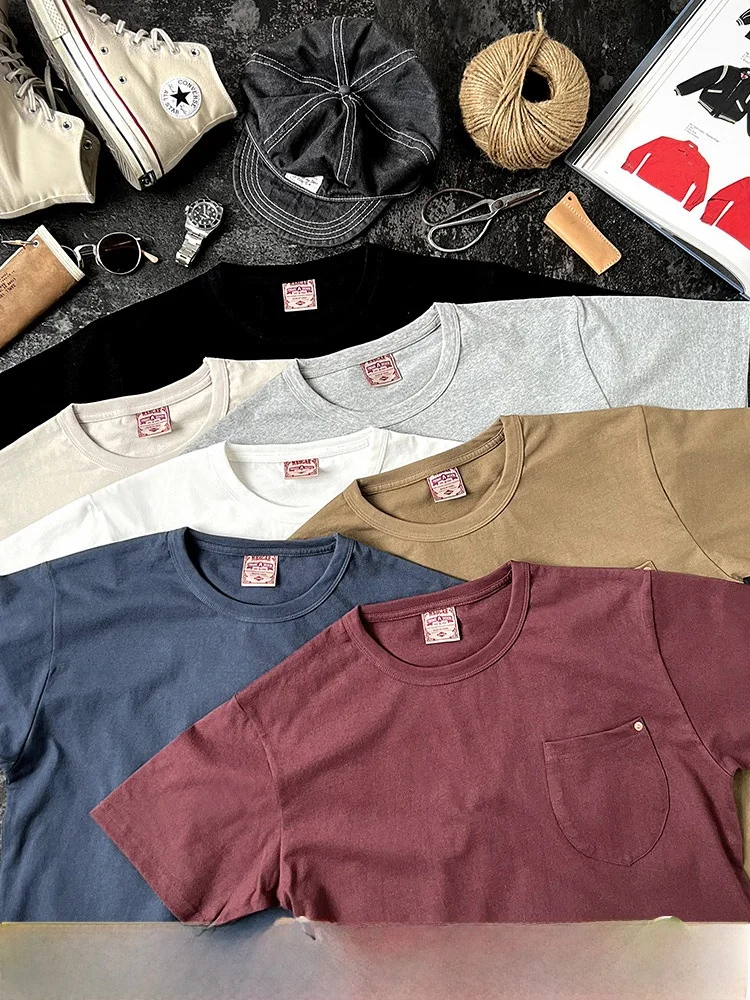 Retro American Sle ket T-irt Men's Pure Cotton round Ne ort Sve Narrow Waed Base irt Youth Summer Faion
Retro American Sle ket T-irt Men's Pure Cotton round Ne ort Sve Narrow Waed Base irt Youth Summer Faion