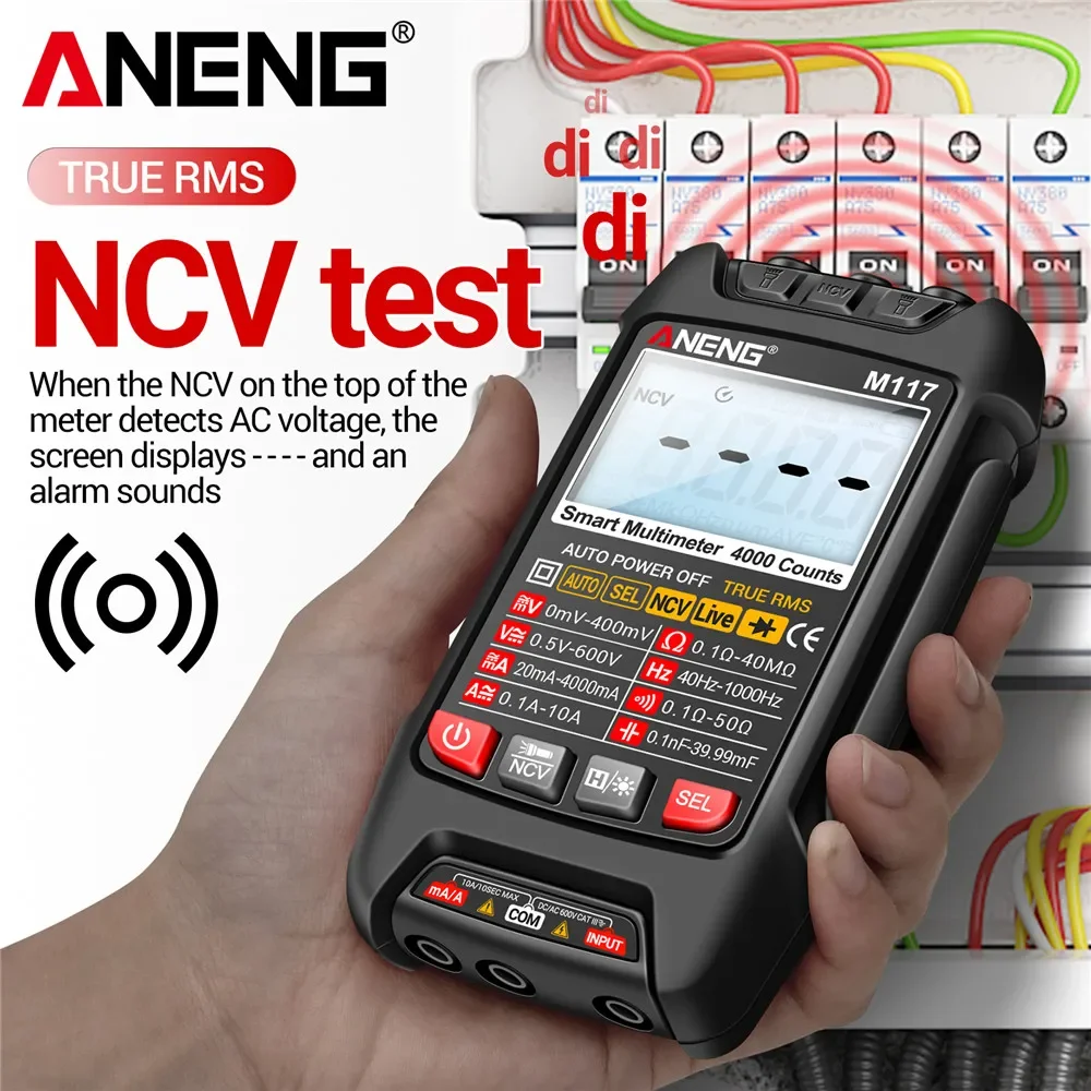 Digital Multimeter 4000 Count ANENG M117 Smart AC Voltage Current Meter NCV Diode Capacitor Buzzer Tester Hz Multimetro Tools
Digital Multimeter 4000 Count ANENG M117 Smart AC Voltage Current Meter NCV Diode Capacitor Buzzer Tester Hz Multimetro Tools