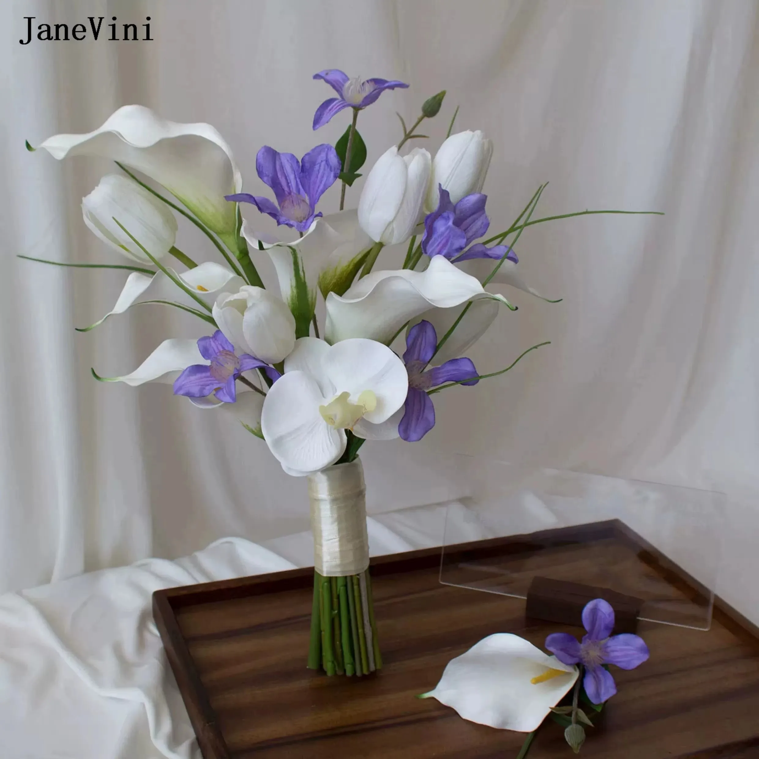 JaneVini White Purple Moth Orchid Bridal Bouquet Calla Lily Tulip Fake Wedding Flowers Artificial Bride Bouquet bouquet Mariage
JaneVini White Purple Moth Orchid Bridal Bouquet Calla Lily Tulip Fake Wedding Flowers Artificial Bride Bouquet bouquet Mariage