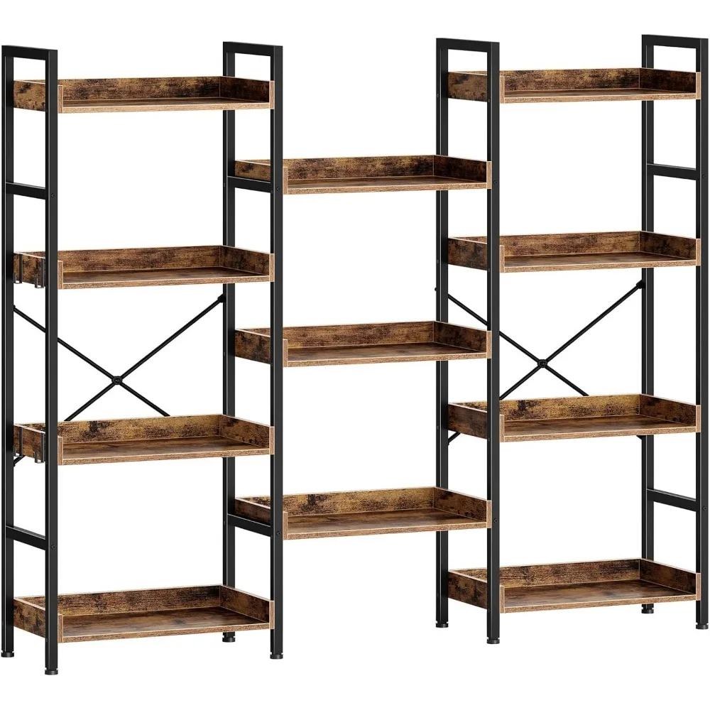 Industrial 4-Tier Bookshelf with Hooks - Triple Bookcase for Open Display - Metal Frame Living Room Storage
Industrial 4-Tier Bookshelf with Hooks - Triple Bookcase for Open Display - Metal Frame Living Room Storage