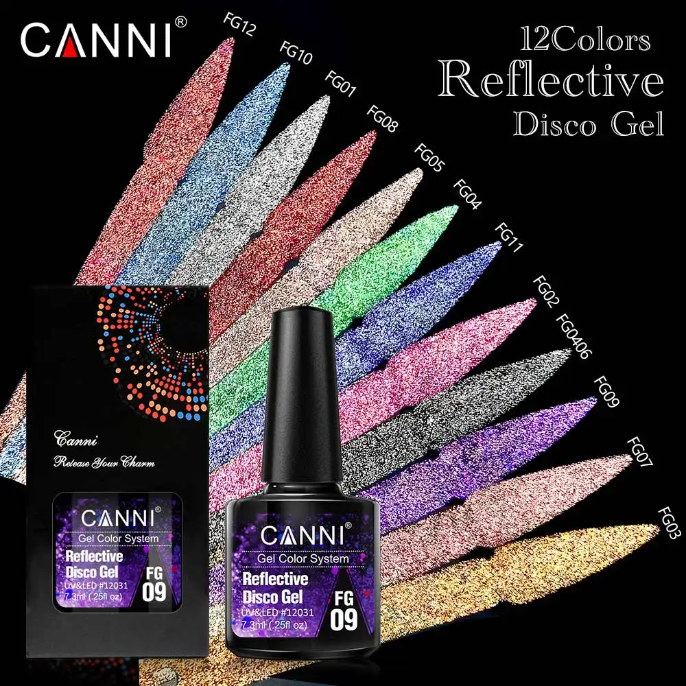 Canni New 12 Colors Set Reflective Disco Gel 7.3ml Soak Off UV LED Super Bright Nail Gel Semi Permanent Glitter Gel Varnish
Canni New 12 Colors Set Reflective Disco Gel 7.3ml Soak Off UV LED Super Bright Nail Gel Semi Permanent Glitter Gel Varnish