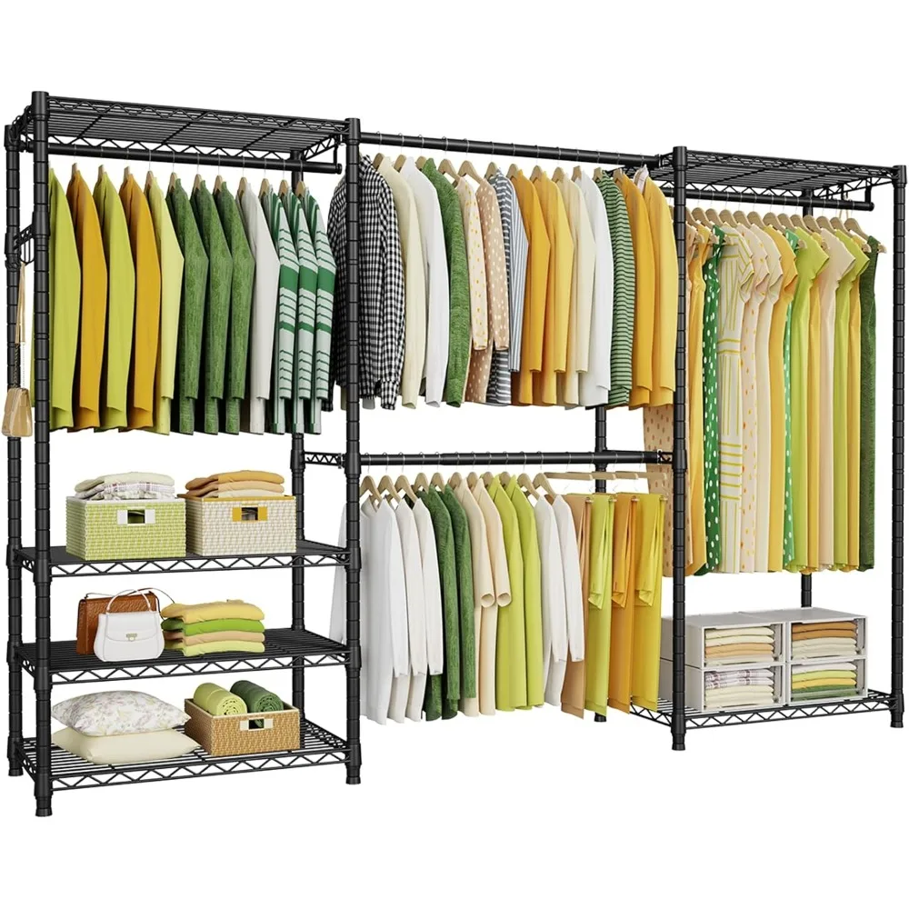 E1 Heavy Duty Closet Garment Rack, 6 Tiers Adjustable Metal Freestanding Expandable Clothing Storage with 4 Hanger Rods, Ea
E1 Heavy Duty Closet Garment Rack, 6 Tiers Adjustable Metal Freestanding Expandable Clothing Storage with 4 Hanger Rods, Ea
