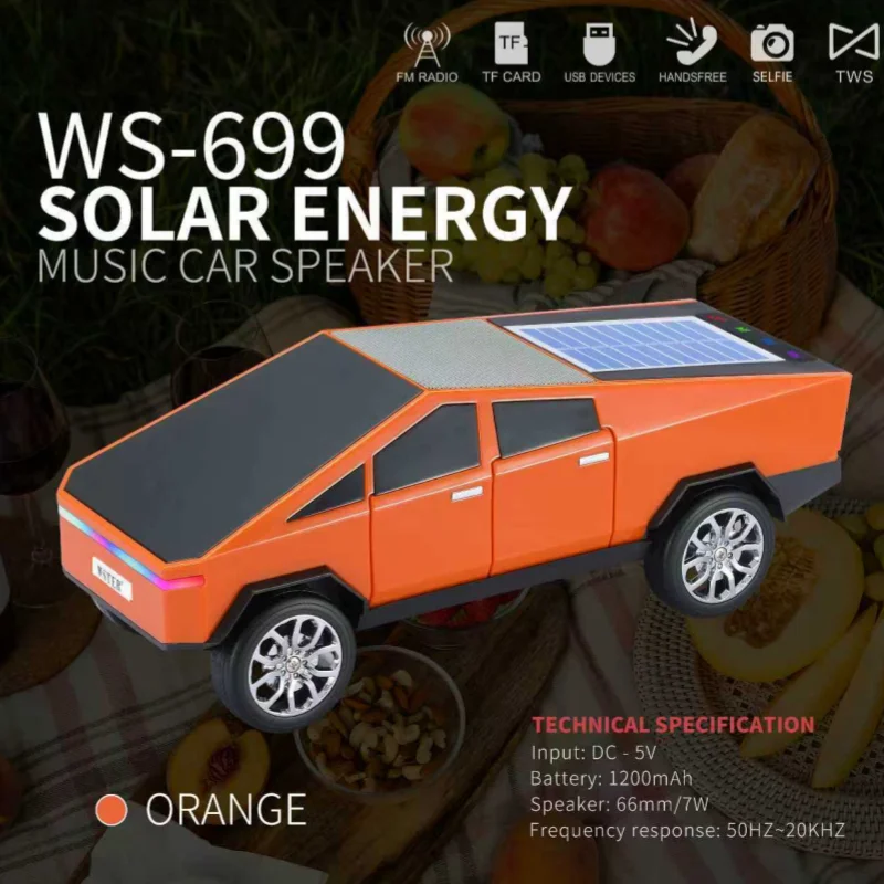 WS-699 Cybertruck Солнечная Bluetooth-колонка Беспроводной портативный сабвуфер в форме автомобиля со светодиодной подсветкой TWS FM Тип C Перезаряжаемый
WS-699 Cybertruck Солнечная Bluetooth-колонка Беспроводной портативный сабвуфер в форме автомобиля со светодиодной подсветкой TWS FM Тип C Перезаряжаемый