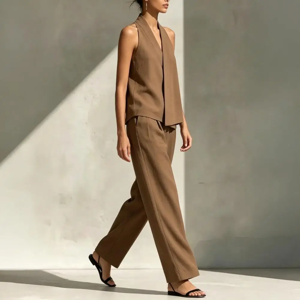 Vest Top Wide Leg Pants Set Women European And American Style Elegant Backless Pleated Long Dress Skirt Formal Gown With Pockets
Vest Top Wide Leg Pants Set Women European And American Style Elegant Backless Pleated Long Dress Skirt Formal Gown With Pockets