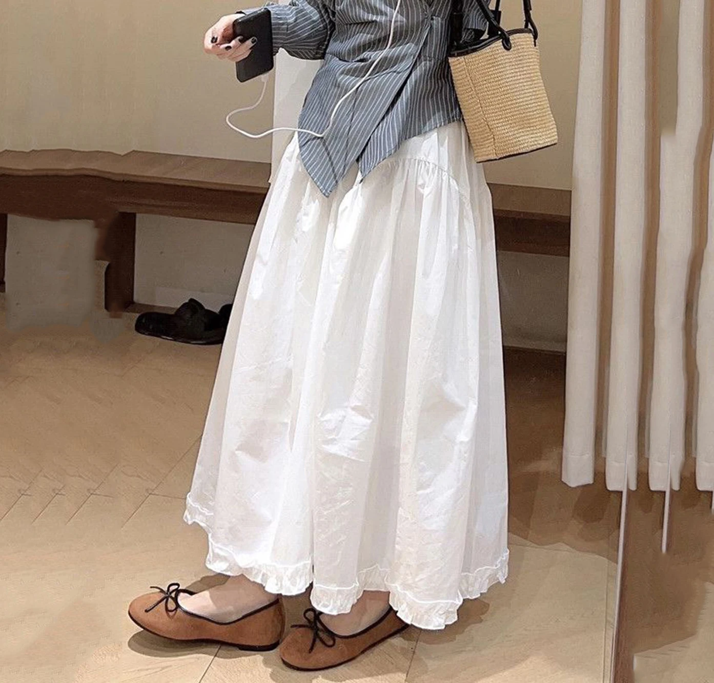 Women's Solid Color Simple A-Line Midi Skirt Spring Summer Loose Elastic Waist Ankle-Length Tumblin Hemline Versatile Skirt
Women's Solid Color Simple A-Line Midi Skirt Spring Summer Loose Elastic Waist Ankle-Length Tumblin Hemline Versatile Skirt