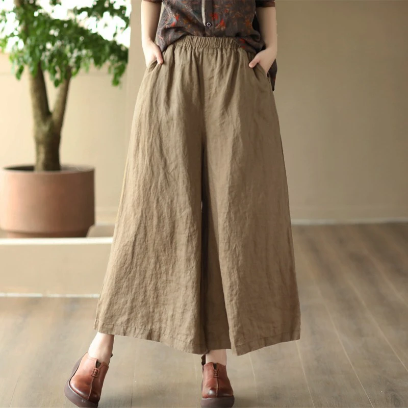 100% Linen Women Casual Wide Leg Pants New Arrival 2025 Spring Vintage Style Plain Color Loose Female Ankle-length Pants M844
100% Linen Women Casual Wide Leg Pants New Arrival 2025 Spring Vintage Style Plain Color Loose Female Ankle-length Pants M844