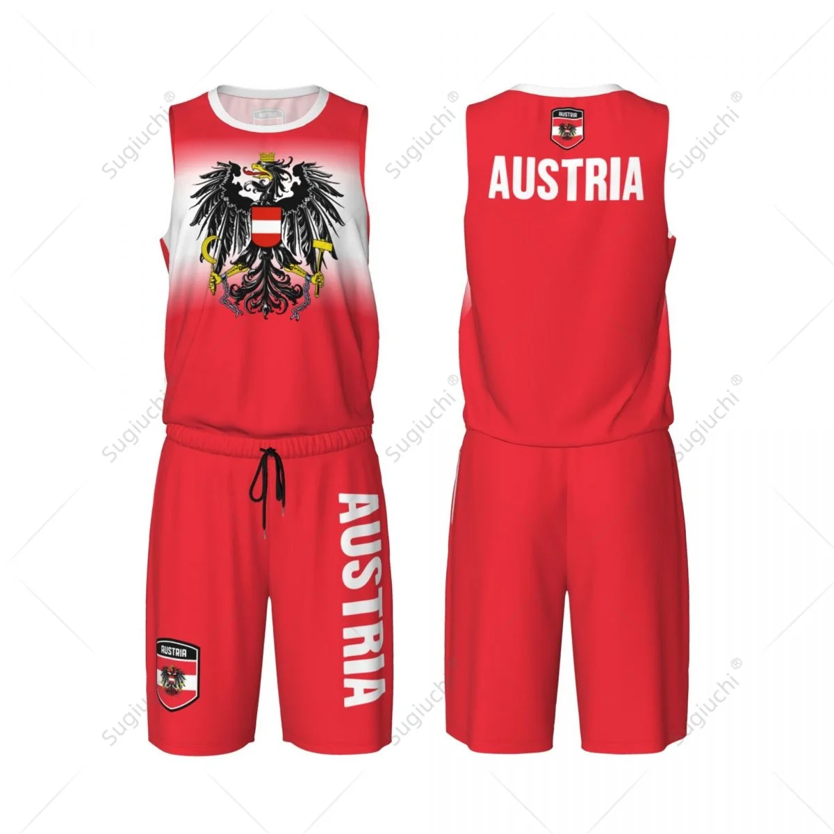 Men Austria Flag Basketball Jersey Set Mesh Shirt & Pants Sleeveless
Men Austria Flag Basketball Jersey Set Mesh Shirt & Pants Sleeveless