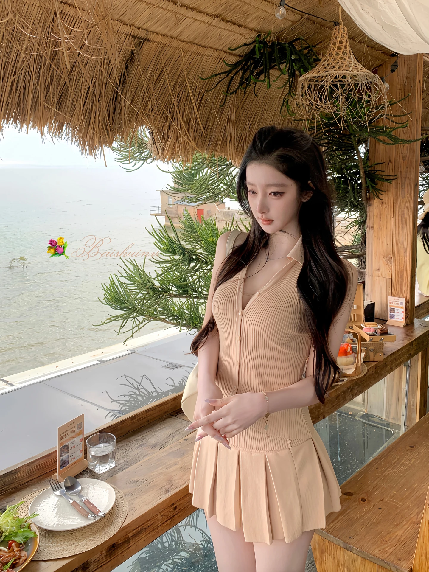 Gentle White Water Women's Set with Backless Skirt And Creamy Hazelnut Tower Neckline Spring Fashion Soft And Slim Fit
Gentle White Water Women's Set with Backless Skirt And Creamy Hazelnut Tower Neckline Spring Fashion Soft And Slim Fit