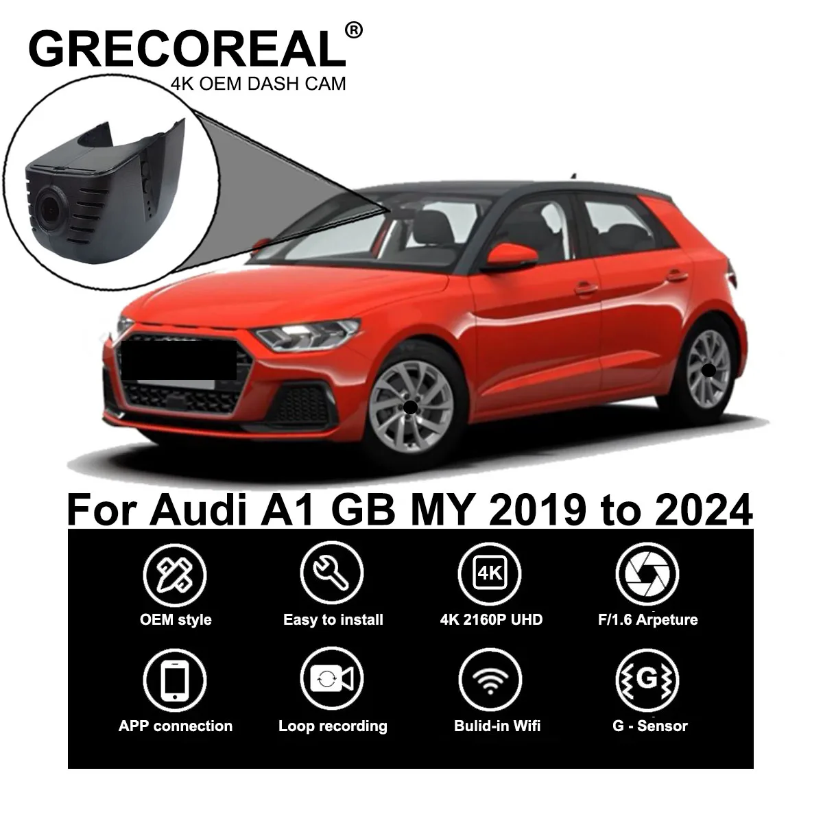 GRECOREAL 4K Dash Cam Front and Rear 2160P WiFi Car Dual Dashcam APP Control Easy Install Plug Play Compatible with Audi A1 GB 
GRECOREAL 4K Dash Cam Front and Rear 2160P WiFi Car Dual Dashcam APP Control Easy Install Plug Play Compatible with Audi A1 GB