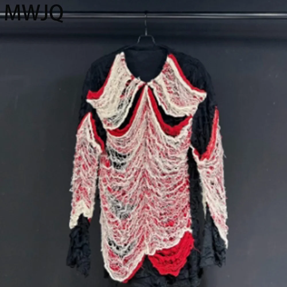 MWJQ Hole Gothic Male T-shirts High Street Distress Retro Contrast Color Niche Design Loose Long Sleeve Couple Tops Tide 010374
MWJQ Hole Gothic Male T-shirts High Street Distress Retro Contrast Color Niche Design Loose Long Sleeve Couple Tops Tide 010374
