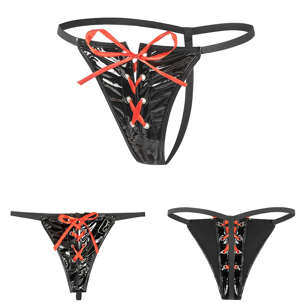 1pc Women's Underwear Faux Leather Briefs Lace-up Wet Look Sexy Panties Women Low Waist Underpants Thong G-String
1pc Women's Underwear Faux Leather Briefs Lace-up Wet Look Sexy Panties Women Low Waist Underpants Thong G-String