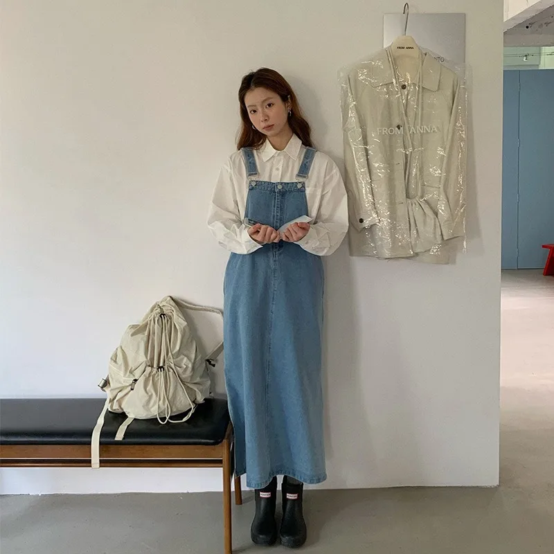 Design sense denim strap skirt women's 2025 spring Korean version of college style strap dress
Design sense denim strap skirt women's 2025 spring Korean version of college style strap dress
