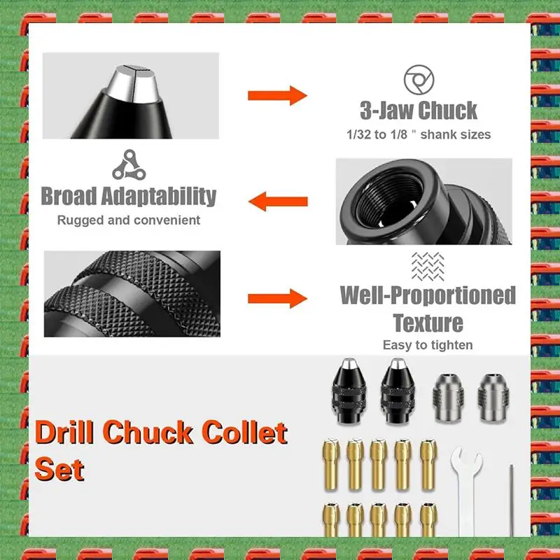 ABMO Drill Chuck Collet Set For Dremel, 16PCS 0.8-3.2Mm Replacement 4486 Drill Keyless Bit Chuck Shank Quick Change Adapter
ABMO Drill Chuck Collet Set For Dremel, 16PCS 0.8-3.2Mm Replacement 4486 Drill Keyless Bit Chuck Shank Quick Change Adapter