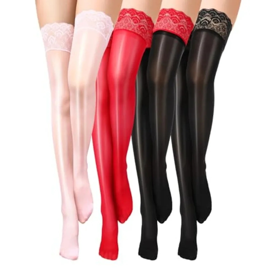 Bencailor// Pairs Shiny Thigh High Stockings Silicone Lace Top Stay up Hosiery Silky Semi Sheer Tights for Women
Bencailor// Pairs Shiny Thigh High Stockings Silicone Lace Top Stay up Hosiery Silky Semi Sheer Tights for Women