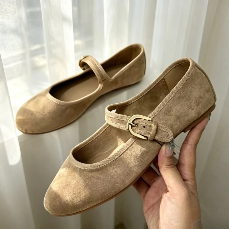 Concise Faux Suede Ballet Flats Women Elegant Round-Toe Narrow Buckle Mary Jane Shoes for Ladies Light Comfortable Designer Shoe
Concise Faux Suede Ballet Flats Women Elegant Round-Toe Narrow Buckle Mary Jane Shoes for Ladies Light Comfortable Designer Shoe