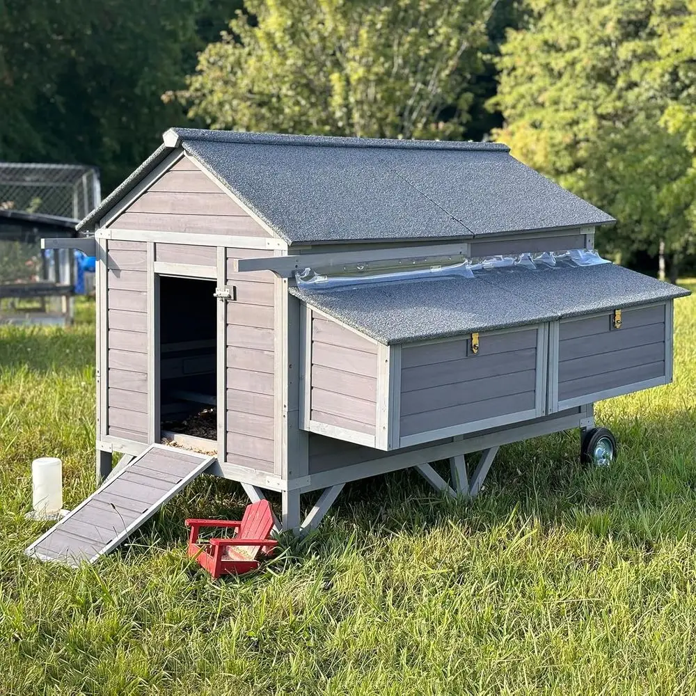 Large Wooden Chicken Coop with 4 Perches, 4 Nesting Boxes for 10-12 Chickens in Backyard Garden
Large Wooden Chicken Coop with 4 Perches, 4 Nesting Boxes for 10-12 Chickens in Backyard Garden