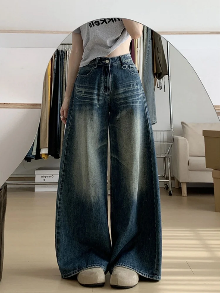 American Style High Waist Loose Straight Leg Blue Wide Leg Jeans Women Summer Fashion Versatile Design Sense Casual Jeans
American Style High Waist Loose Straight Leg Blue Wide Leg Jeans Women Summer Fashion Versatile Design Sense Casual Jeans