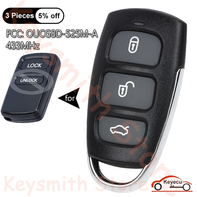 KEYECU 3 Buttons 433MHz for Mitsubishi Lancer CJ-CH Outlander ZE-ZF 2003-2007 Auto Upgraded Remote Control Key Fob OUCG8D-525M-A
KEYECU 3 Buttons 433MHz for Mitsubishi Lancer CJ-CH Outlander ZE-ZF 2003-2007 Auto Upgraded Remote Control Key Fob OUCG8D-525M-A