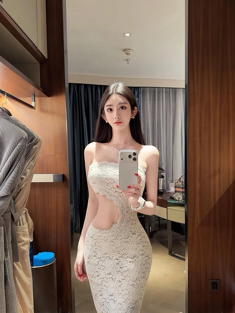 Sexy Lace Bustier Dress Women's Summer New Elegant Vacation Style Hollow out Waist White Long Skirt Breathable Soft Fabric
Sexy Lace Bustier Dress Women's Summer New Elegant Vacation Style Hollow out Waist White Long Skirt Breathable Soft Fabric