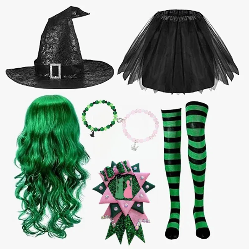 Movie Wicked Elphaba Glinda Cosplay Costume Tutu Skirt Witches Hat Badge Wig Sets Women Halloween Carnival Party Accessories
Movie Wicked Elphaba Glinda Cosplay Costume Tutu Skirt Witches Hat Badge Wig Sets Women Halloween Carnival Party Accessories