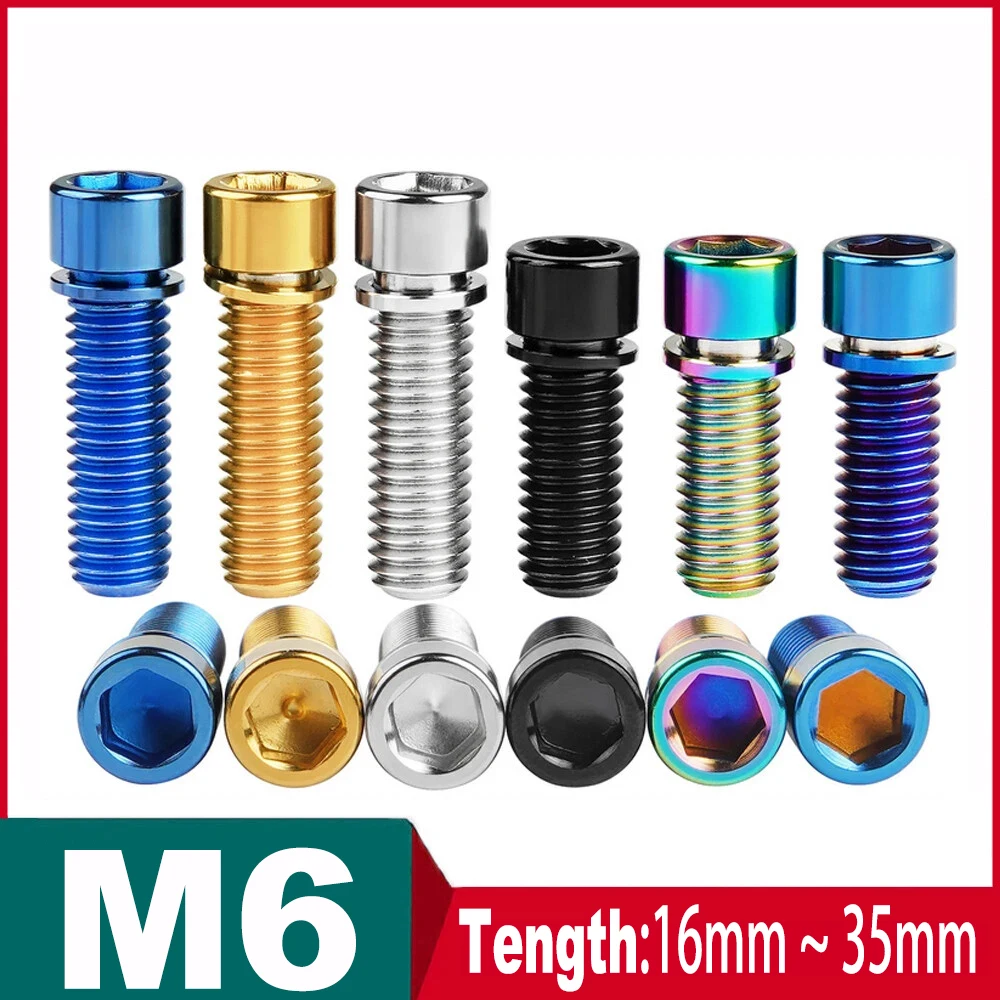 1pcs M6 Titanium Alloy Hexagon Head Screw with Anti-drop Washer for Bicycle Seat Tube, Crank Brake, Mountain Bike
1pcs M6 Titanium Alloy Hexagon Head Screw with Anti-drop Washer for Bicycle Seat Tube, Crank Brake, Mountain Bike