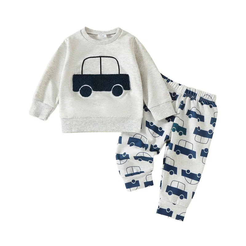Baby Boy Fall Outfit Car Embroidery Long Sleeve Pullover Sweatshirt Elastic Waist Pants 2 Piece Set
Baby Boy Fall Outfit Car Embroidery Long Sleeve Pullover Sweatshirt Elastic Waist Pants 2 Piece Set