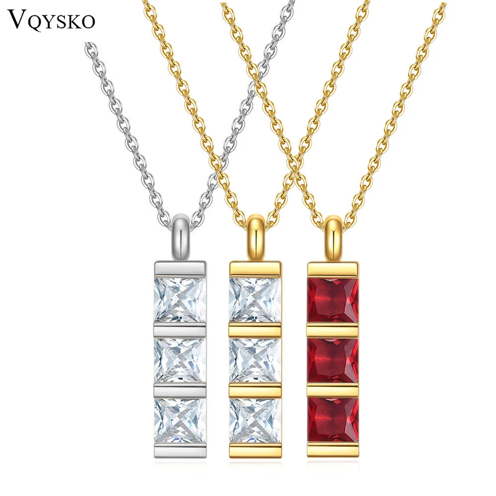 VQYSKO Gold Color Stainless Steel Square Of Brand Clear and Red Shape CZ Pendant Necklaces for Women Party Jewelry
VQYSKO Gold Color Stainless Steel Square Of Brand Clear and Red Shape CZ Pendant Necklaces for Women Party Jewelry