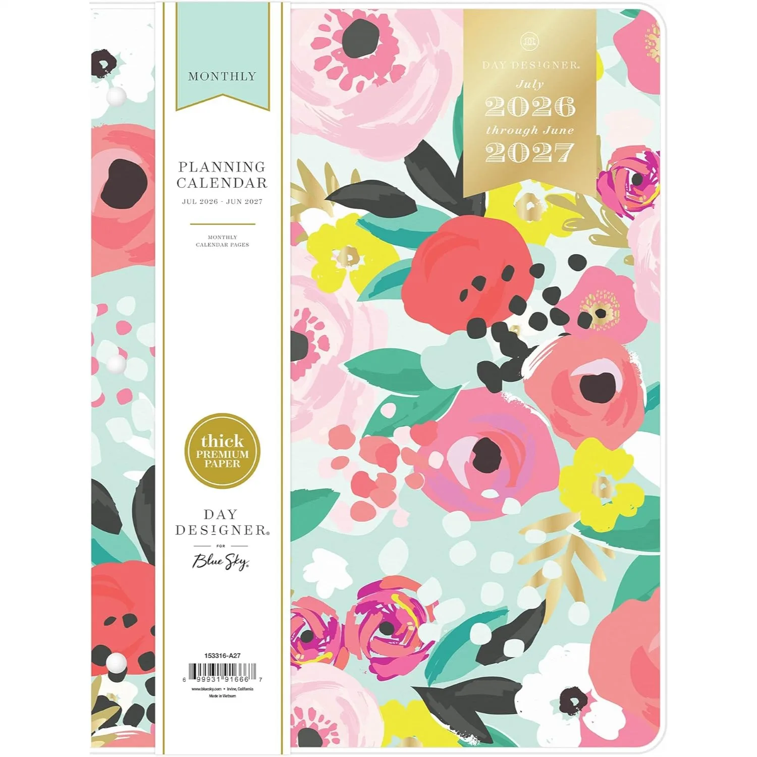 Monthly Academic Year Planner July 2026-June 2027 with Flexible Cover, 8.5x11 Inch, Stapled Binding, Secret Garden Mint
Monthly Academic Year Planner July 2026-June 2027 with Flexible Cover, 8.5x11 Inch, Stapled Binding, Secret Garden Mint