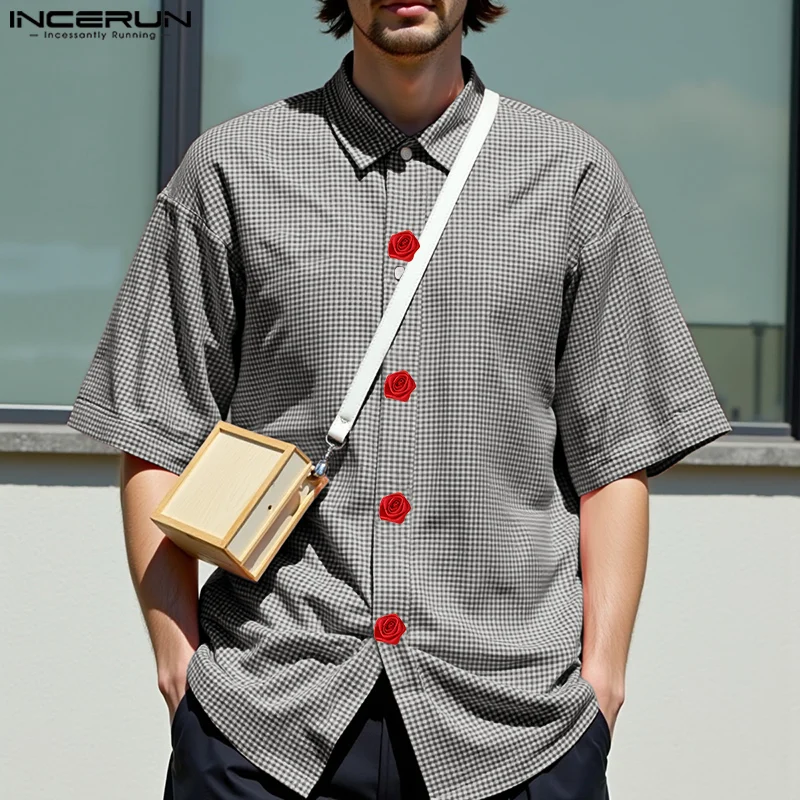 Half Sleeve Tops Tee Men Shirts INCERUN Fashion Plaid Shirts Men's Clothing Flower Patchwork Streetwear Oversize S-5XL Summer
Half Sleeve Tops Tee Men Shirts INCERUN Fashion Plaid Shirts Men's Clothing Flower Patchwork Streetwear Oversize S-5XL Summer