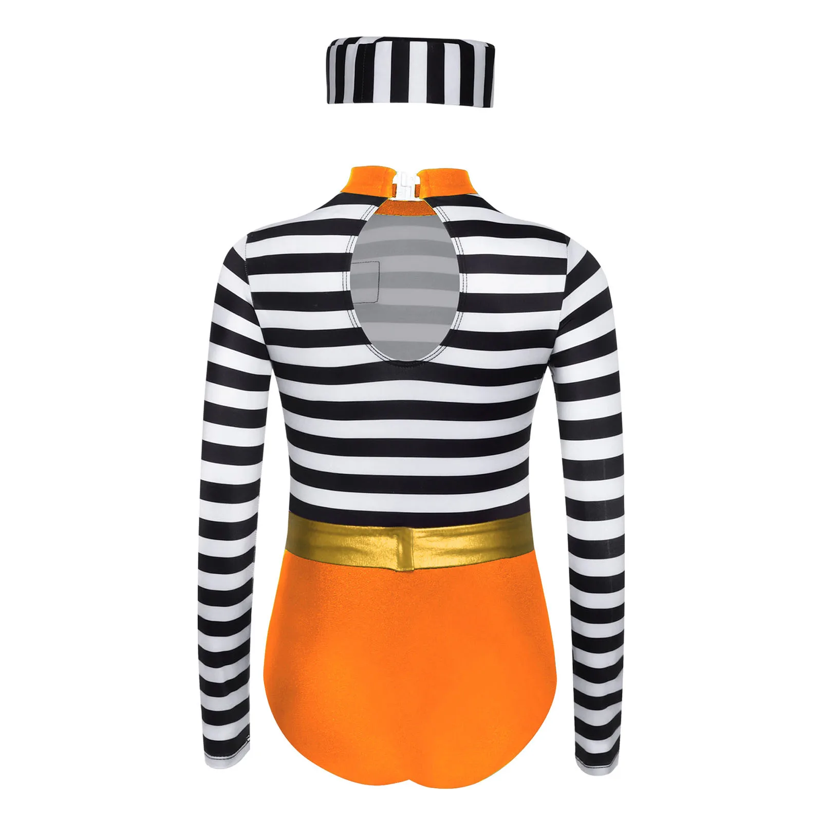 Kids Girls Prisoner Stripes Cosplay Costume 3PCS Set Long Sleeve Jumpsuit with Matched Detachable Bow Waist Belt and Convict Cap
Kids Girls Prisoner Stripes Cosplay Costume 3PCS Set Long Sleeve Jumpsuit with Matched Detachable Bow Waist Belt and Convict Cap