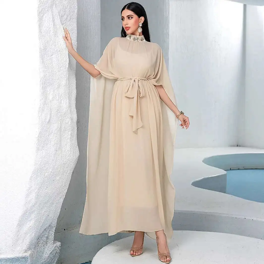 Ba 5068m Color Half High Neck Strap Two-piece Chiffon Dress Dubai Party Dress Robe Abaya Ramadan Dubai Luxury Islam Elegant
Ba 5068m Color Half High Neck Strap Two-piece Chiffon Dress Dubai Party Dress Robe Abaya Ramadan Dubai Luxury Islam Elegant