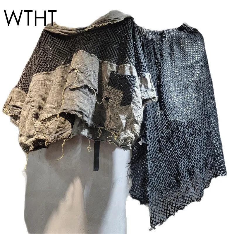 WTHT Vintage Fashion Women's Hole Denim Spliced Mesh Short Sleeve Hoodies High Waist Irregular Shorts Female 2025 Summer 1LS1987
WTHT Vintage Fashion Women's Hole Denim Spliced Mesh Short Sleeve Hoodies High Waist Irregular Shorts Female 2025 Summer 1LS1987