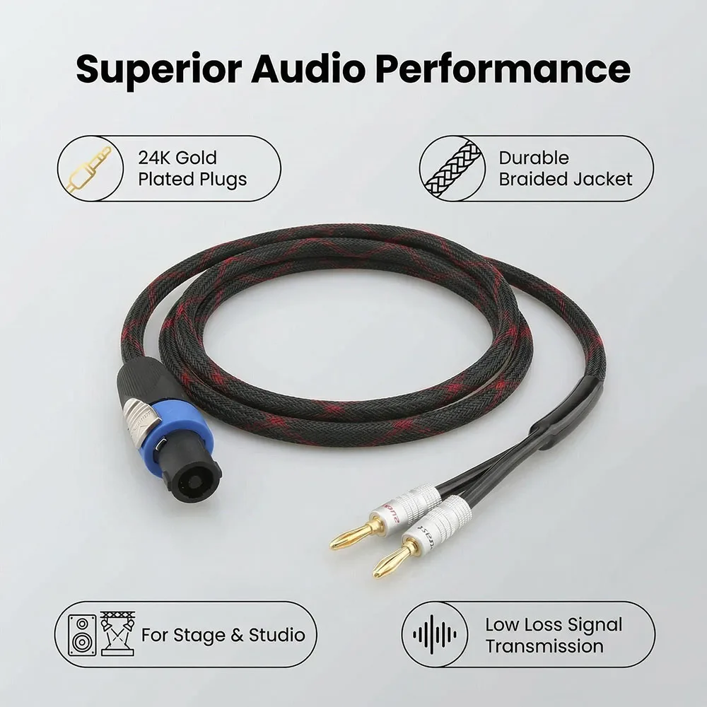 Aouyade Speaker Cable 4 Pin Speakon to Dual Banana Spade Y Plug for Stage Quality OFC Audio Cable
Aouyade Speaker Cable 4 Pin Speakon to Dual Banana Spade Y Plug for Stage Quality OFC Audio Cable