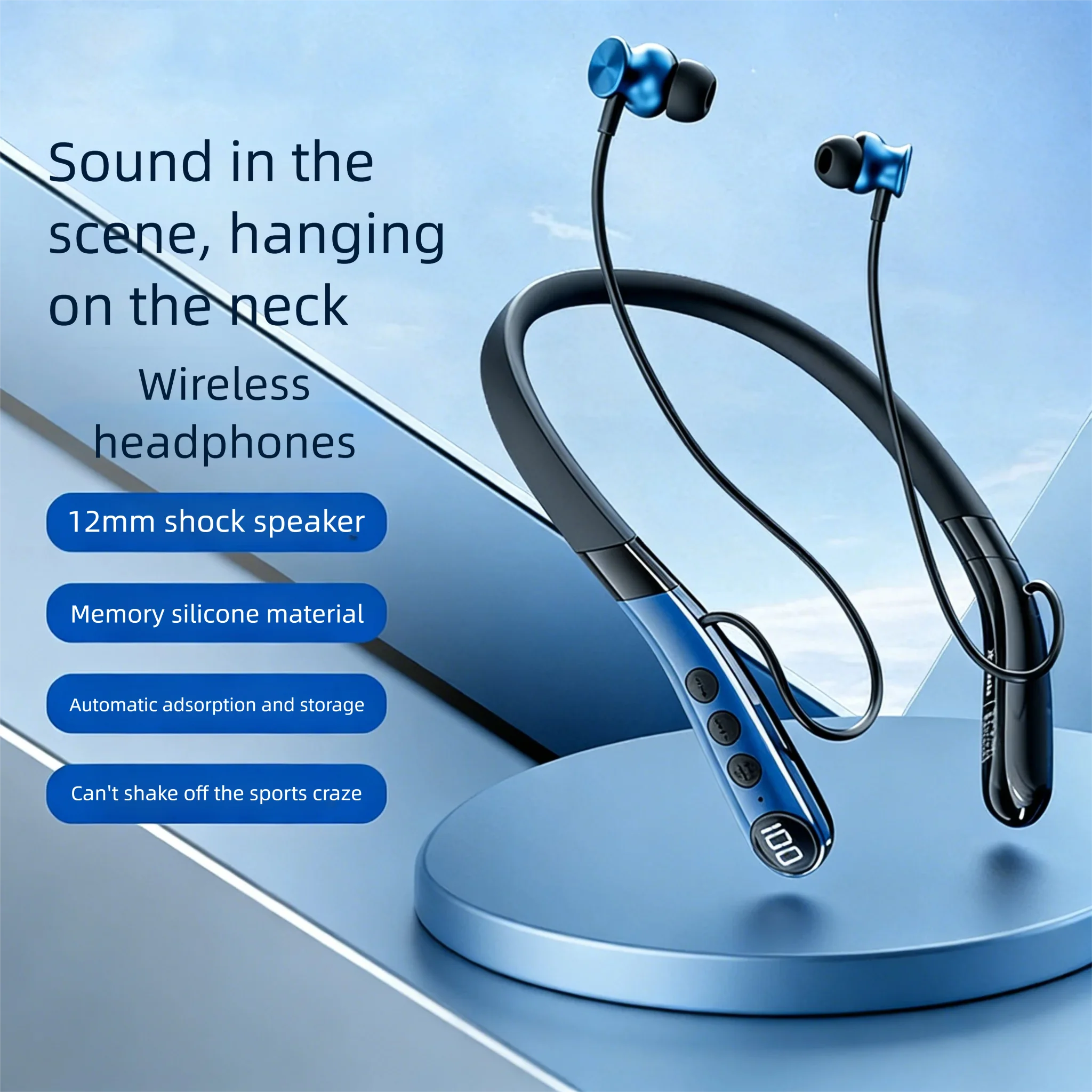 Спортивные наушники с шейным ободом, Bluetooth 5.3, LED-индикатор заряда, силиконовый шейный обод, магнитное крепление
Спортивные наушники с шейным ободом, Bluetooth 5.3, LED-индикатор заряда, силиконовый шейный обод, магнитное крепление