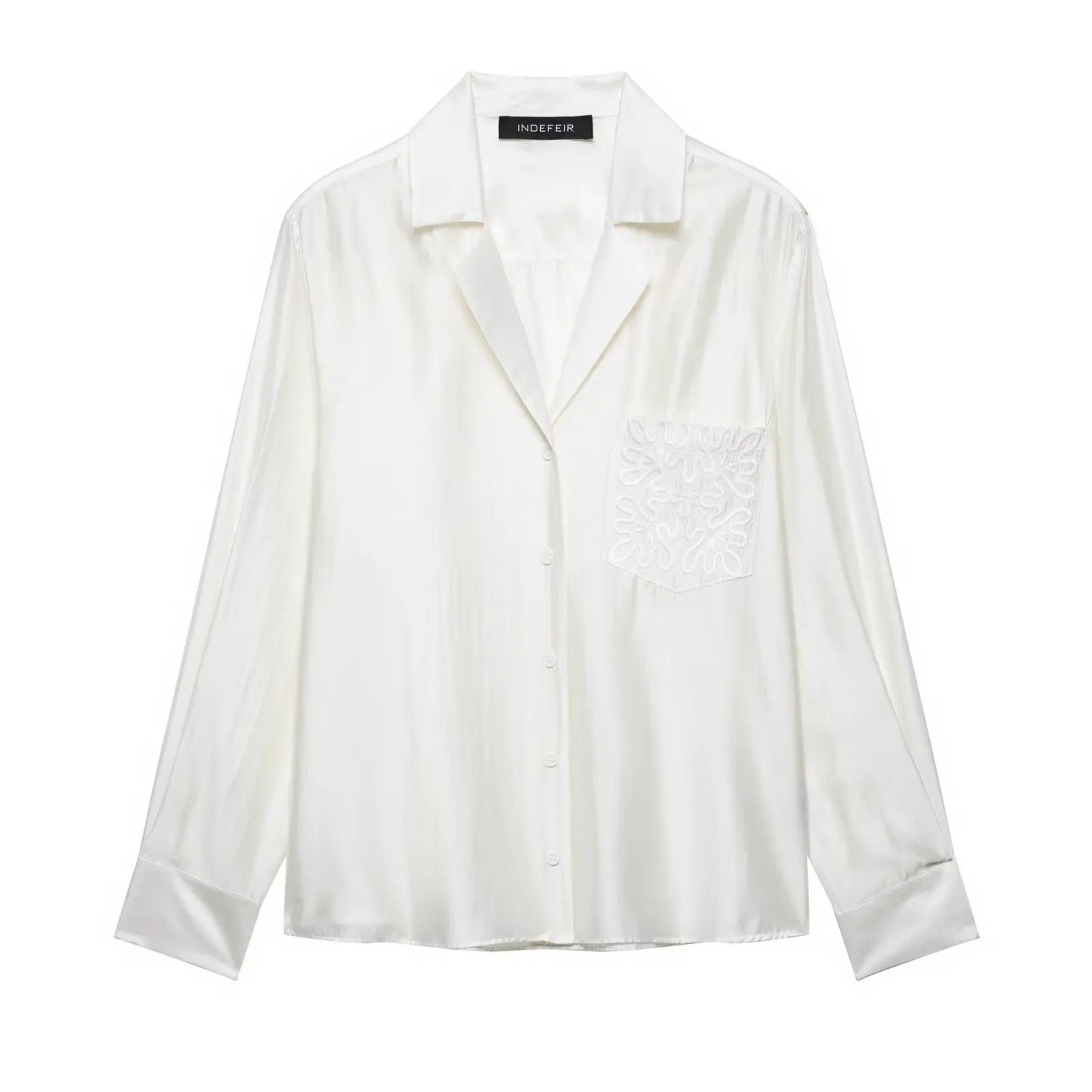 VERLENA Women's Satin Lapel Blouse New Arrival 2025 Long Sleeve Embroidered Pocket Shirt, Solid White Office Top Single-Breasted
VERLENA Women's Satin Lapel Blouse New Arrival 2025 Long Sleeve Embroidered Pocket Shirt, Solid White Office Top Single-Breasted