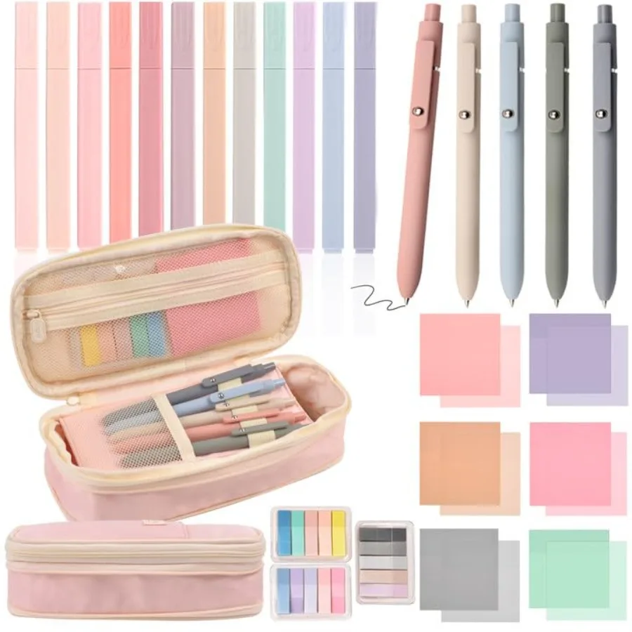 Aesthetic School Supplies with Pencil Pouch - 27Pcs Cute College Essentials Set, Big Capacity Pen Case, Pastel Highlighters, Bi
Aesthetic School Supplies with Pencil Pouch - 27Pcs Cute College Essentials Set, Big Capacity Pen Case, Pastel Highlighters, Bi