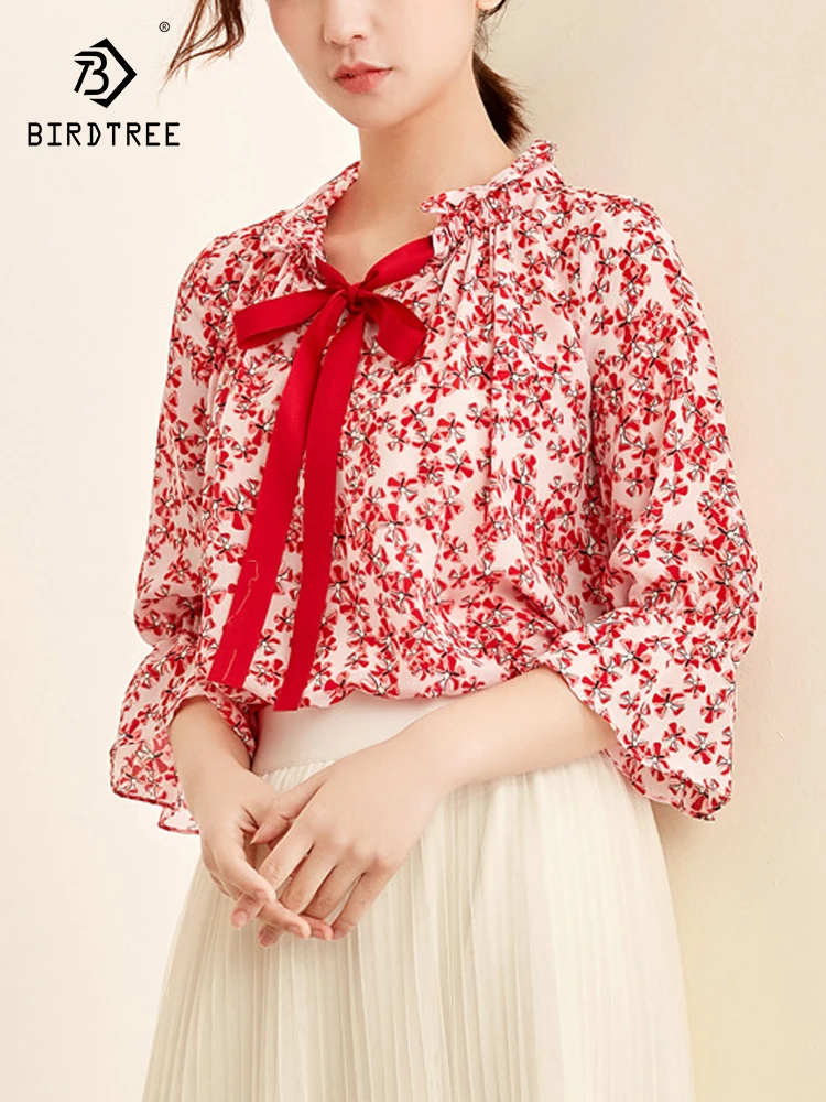 Birdtree 100%Real Silk New Printed Shirt For Women 3/4 Flare Sleeve Collar Loose Top Vacation Style 2023 Spring/Autumn T3N236QC
Birdtree 100%Real Silk New Printed Shirt For Women 3/4 Flare Sleeve Collar Loose Top Vacation Style 2023 Spring/Autumn T3N236QC