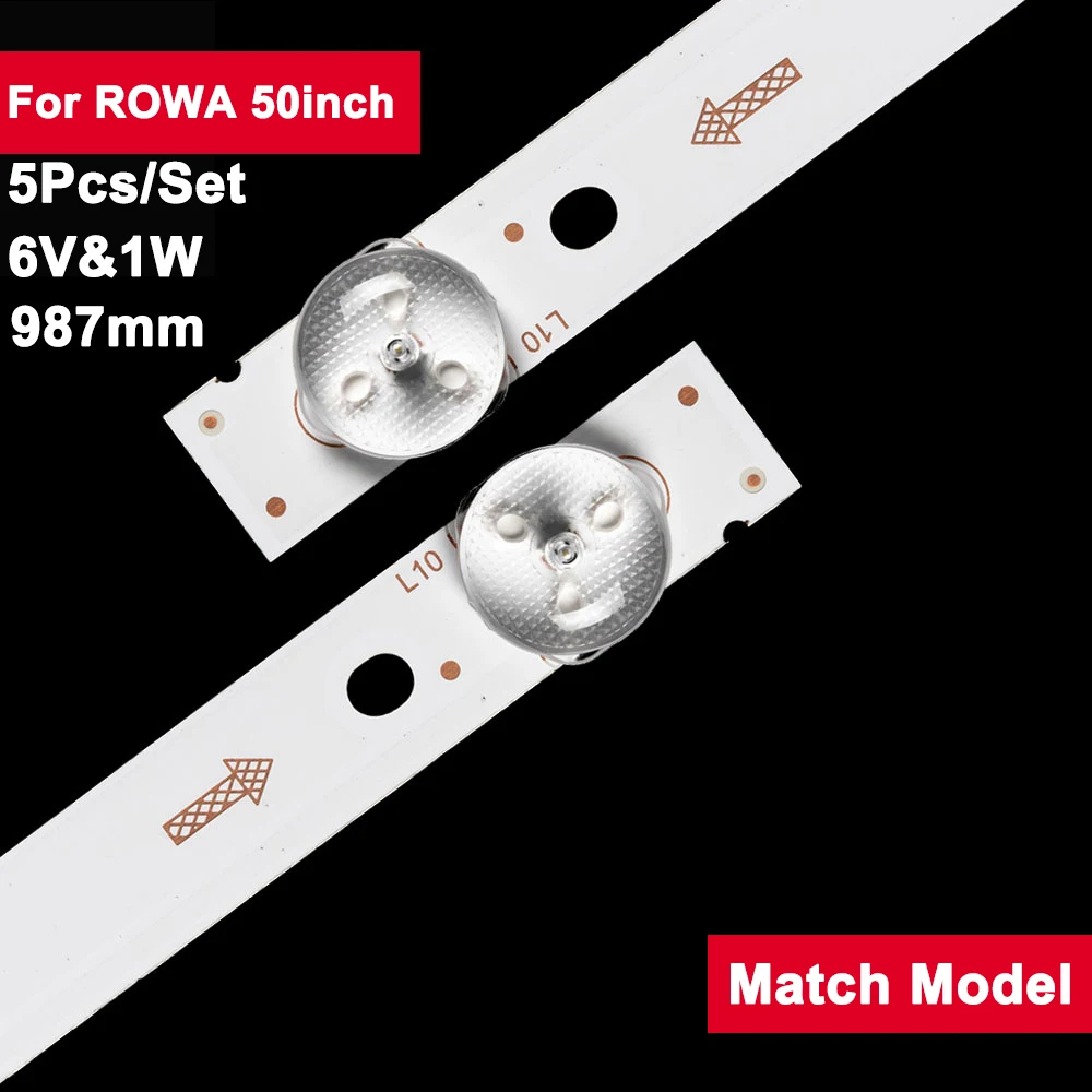6V 987mm Led Backlight Repair for Rowa 50inch JS-D-JP50DM-101EC(81112) 5Pcs/Set Tv Bar R72-50D04-024 E50DM1000/FHD MS-L2608 V1
6V 987mm Led Backlight Repair for Rowa 50inch JS-D-JP50DM-101EC(81112) 5Pcs/Set Tv Bar R72-50D04-024 E50DM1000/FHD MS-L2608 V1