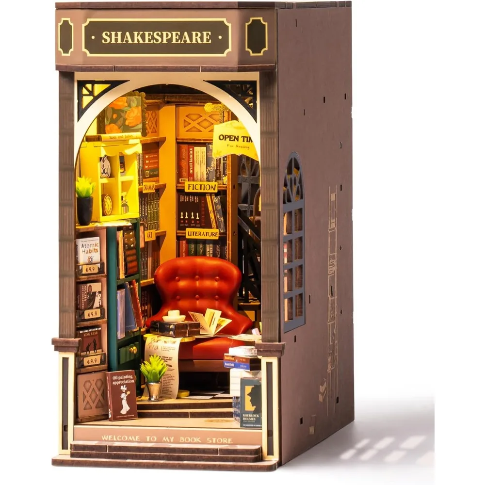 Adults' 3D Wooden Puzzle Book Nook Kit: Miniature Bookstore with LED Lighted Bookshelf Decor
Adults' 3D Wooden Puzzle Book Nook Kit: Miniature Bookstore with LED Lighted Bookshelf Decor