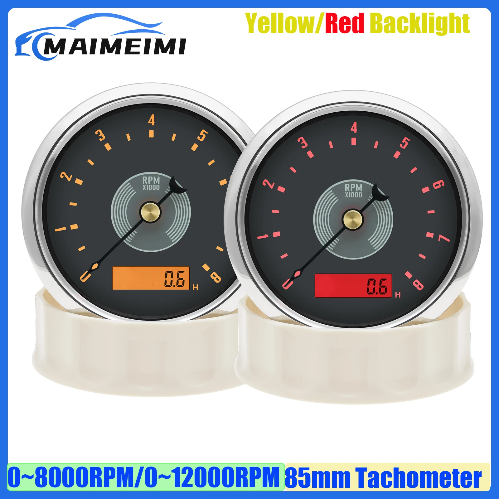 Red/Yellow LED Retro SUS316 Tachometer 0~8000RPM,0~12000RPM 85mm Gauge Tachometer for Auto Car Boat Yacht Waterproof Custom
Red/Yellow LED Retro SUS316 Tachometer 0~8000RPM,0~12000RPM 85mm Gauge Tachometer for Auto Car Boat Yacht Waterproof Custom