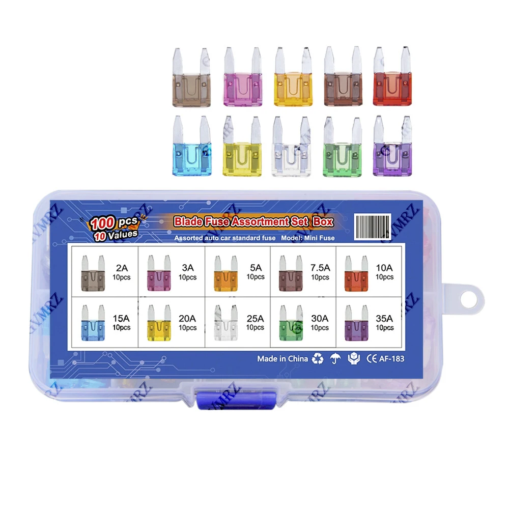 100PCS/BOX 10Values*10PCS Mini Auto Fuse Car Fuse Blade Kit Assortment 2A 3A 5A 7.5A 10A 15A With Box 20A 25A 30A 35A
100PCS/BOX 10Values*10PCS Mini Auto Fuse Car Fuse Blade Kit Assortment 2A 3A 5A 7.5A 10A 15A With Box 20A 25A 30A 35A