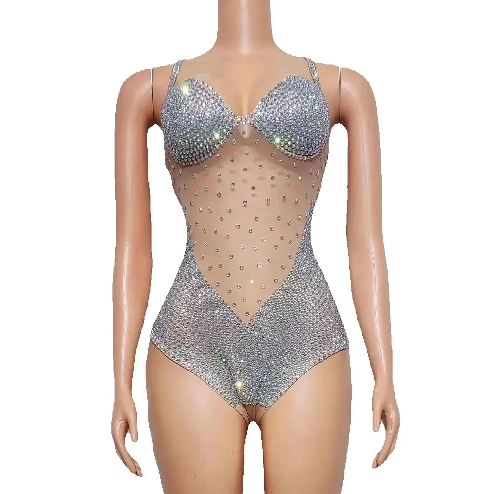 Sexy Sliver Diamonds See Through Mesh Mini Sheath Bodysuit Evening Party Celebrate Costume Dancer Prom Photoshoot Stage Wear
Sexy Sliver Diamonds See Through Mesh Mini Sheath Bodysuit Evening Party Celebrate Costume Dancer Prom Photoshoot Stage Wear