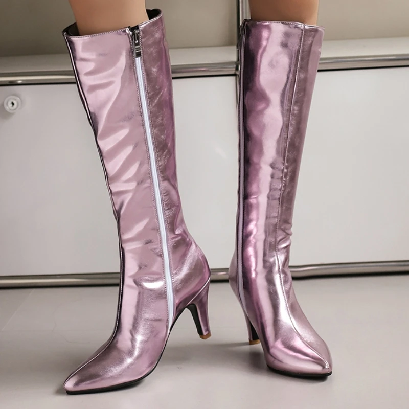 Роскошные женские сапоги в стиле вестерн, модные женские сапоги до колена на молнии золотого, серебристого и розового цвета, вечерние длинные туфли с острым носком, большой размер
Роскошные женские сапоги в стиле вестерн, модные женские сапоги до колена на молнии золотого, серебристого и розового цвета, вечерние длинные туфли с острым носком, большой размер