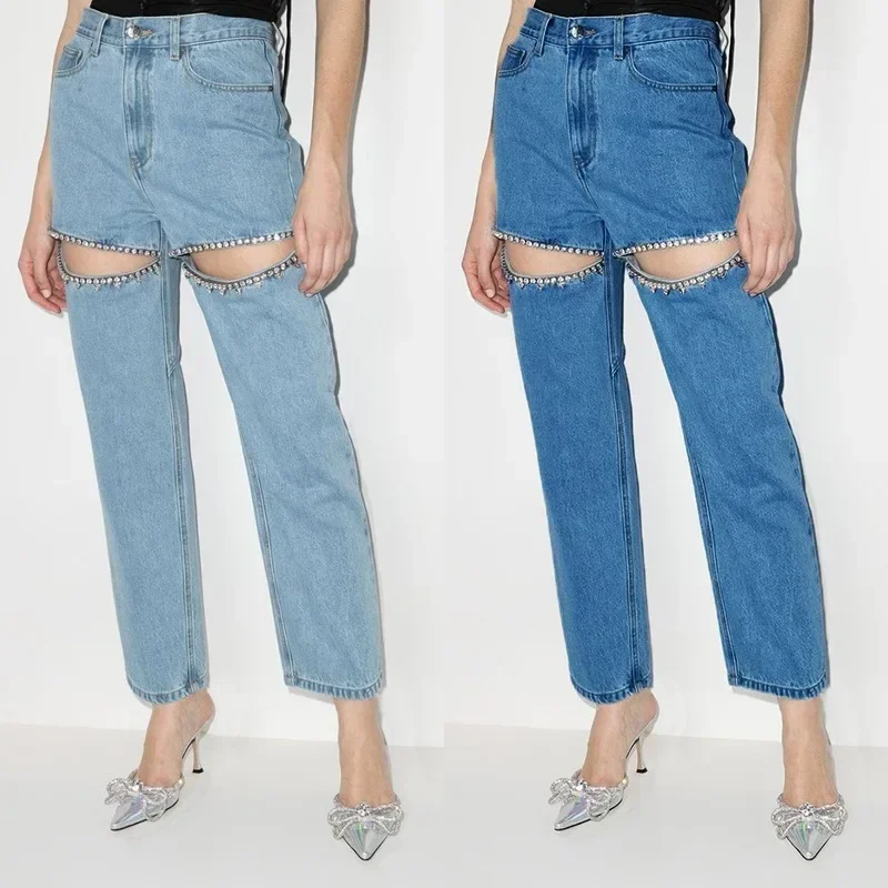 Niche Diamond Bead Design Sense Mid-waist Straight Long Thigh Hollow Jeans Women's Clothing
Niche Diamond Bead Design Sense Mid-waist Straight Long Thigh Hollow Jeans Women's Clothing