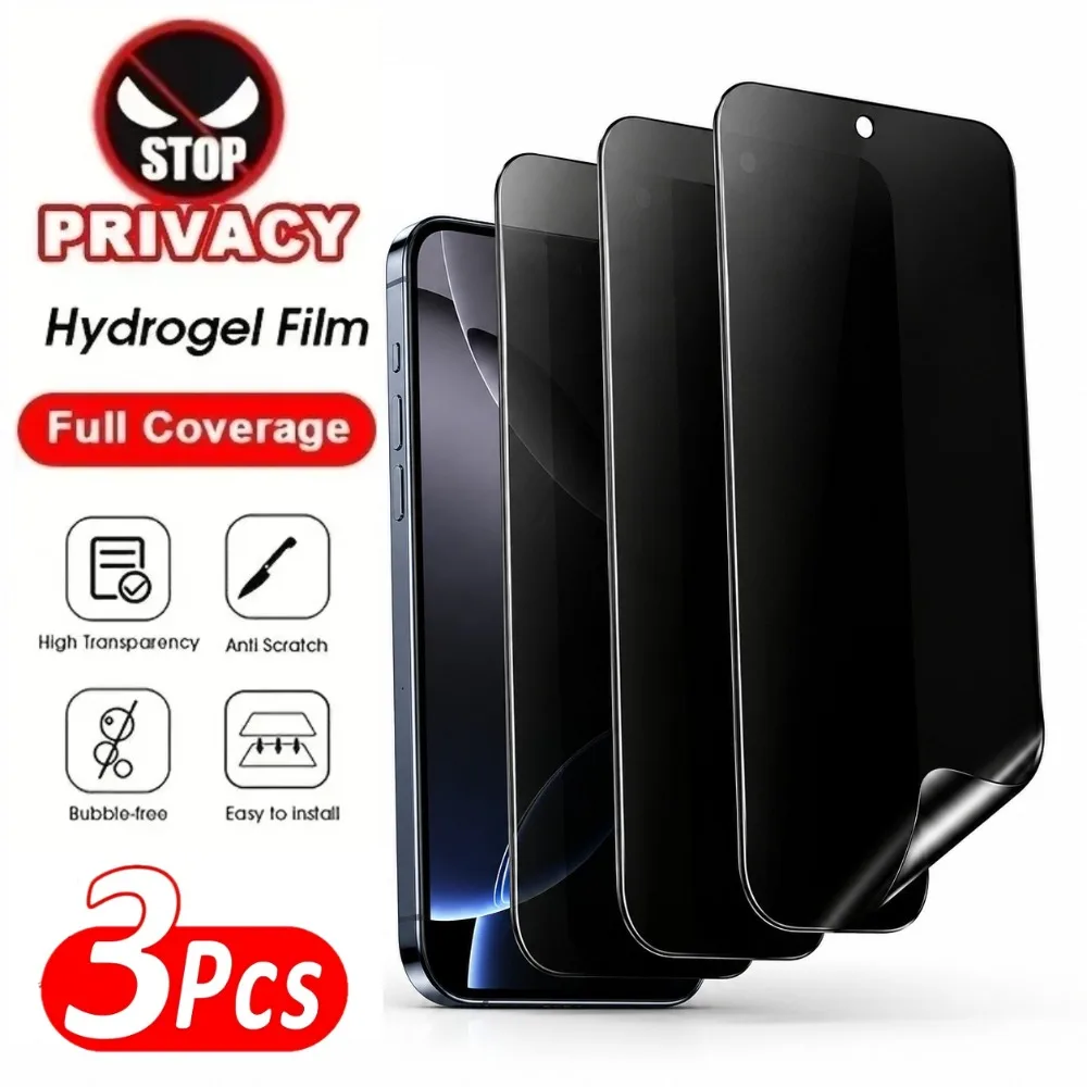 3Pcs Full Cover Privacy Hydrogel Film for iPhone 17/15/16/14/Pro Max/15/14/Plus/17e/16e/Air/13/12/Anti-Scratch Screen Protectors
3Pcs Full Cover Privacy Hydrogel Film for iPhone 17/15/16/14/Pro Max/15/14/Plus/17e/16e/Air/13/12/Anti-Scratch Screen Protectors