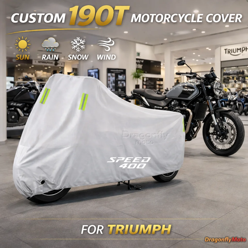 For Triumph Scrambler 400X 400 X Speed 400 Motorcycle Cover Silver Waterproof UV Rain Dust Sun Outdoor Indoor Protector
For Triumph Scrambler 400X 400 X Speed 400 Motorcycle Cover Silver Waterproof UV Rain Dust Sun Outdoor Indoor Protector