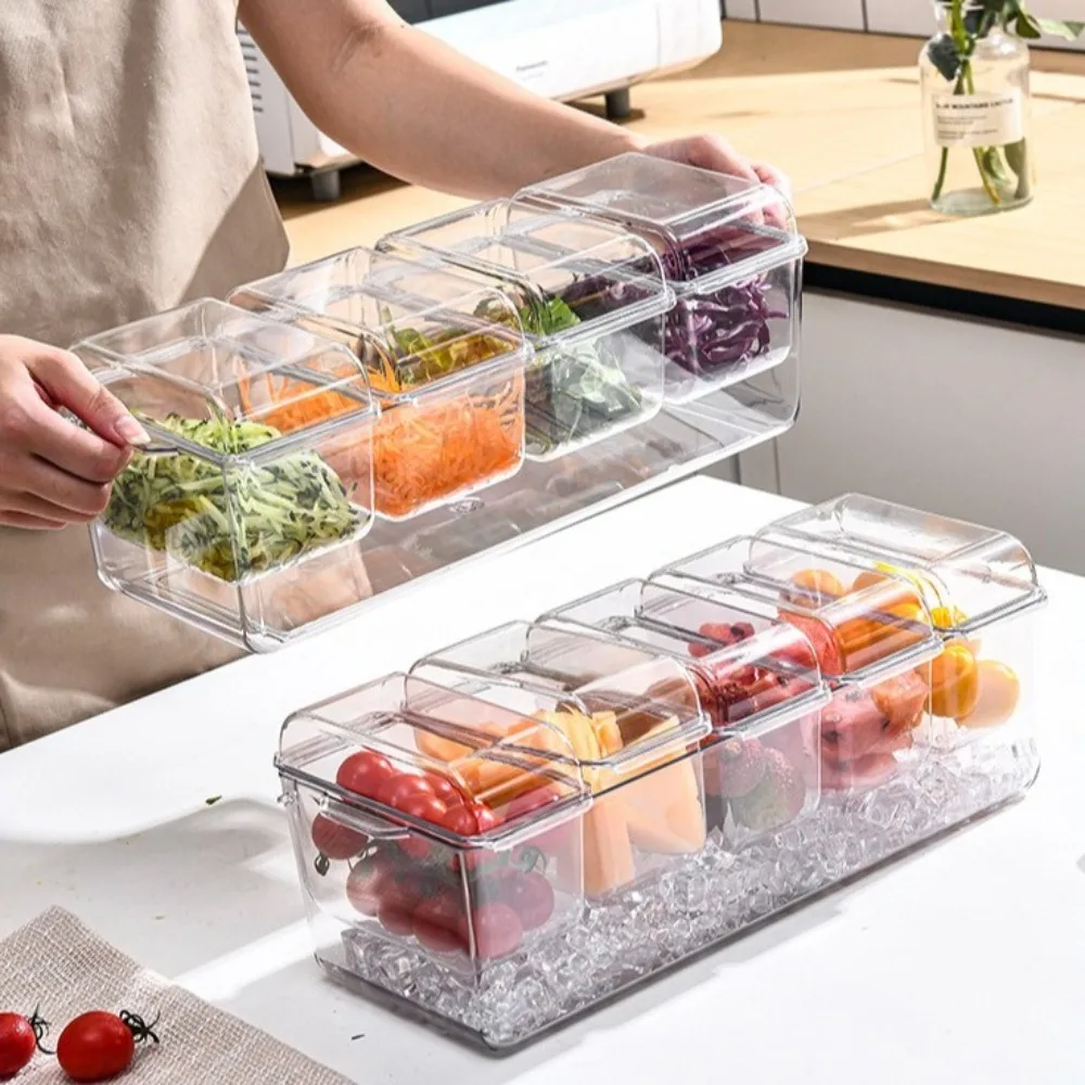 Transparent Fresh Iced Box Plastics Detachable Chilled Fruit Salad Fresh-keeping Box Double Layered 4/5 Grids
Transparent Fresh Iced Box Plastics Detachable Chilled Fruit Salad Fresh-keeping Box Double Layered 4/5 Grids