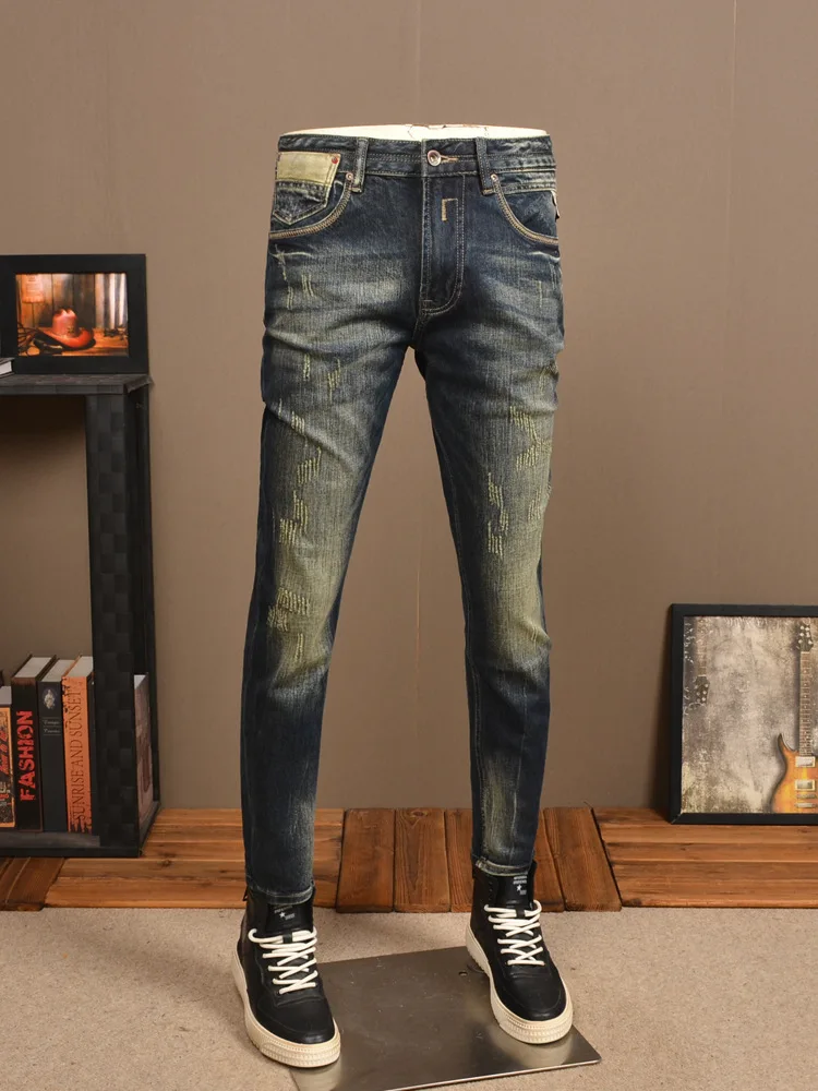 2024 Street Motorcycle Retro Nostalgic Jeans Men's Four Seasons Fashion Elastic Slim Fit Skinny Heavy Washed Casual Trousers
2024 Street Motorcycle Retro Nostalgic Jeans Men's Four Seasons Fashion Elastic Slim Fit Skinny Heavy Washed Casual Trousers